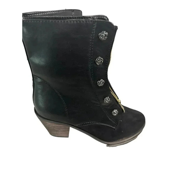 Queen Chateau Women's Black Front Zipper Ankle High Heel Booties Size US 7.5 - Picture 6 of 8